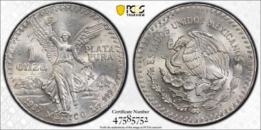 1987-Mo Onza Libertad Ag MS64