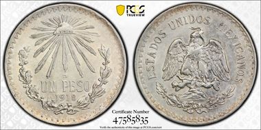 1918-M Peso KM-454 AU53