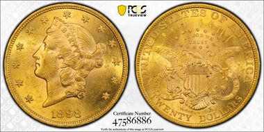 1898 $20 AU58