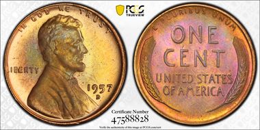 1957-D 1C MS65RB