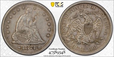 1874-S 25C Arrows VF35