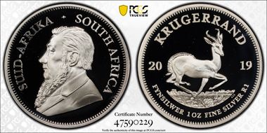 2019 1 Rand Krugerrand Silver PR70DCAM