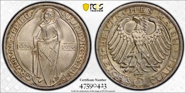 1928-A 3 Mk Naumburg J-333 MS65