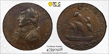1791 Tkn 1/2P Liverpool, Angelsey Edge AU55BN