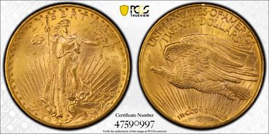 1908-D $20 Motto MS63