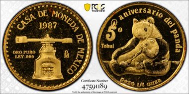 1987-Mo 1/4 oz 5th Ann. of Tohui Au PR66DCAM
