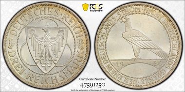 1930-A 3 Mk Rhineland J-345 MS65