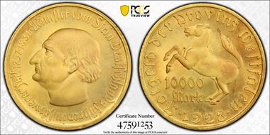 1923 10K Mk Jaeger-N20a Notgeld MS65