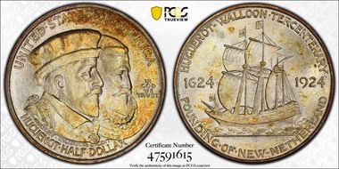 1924 50C Huguenot MS66+