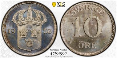 1938 G 10 Öre MS66