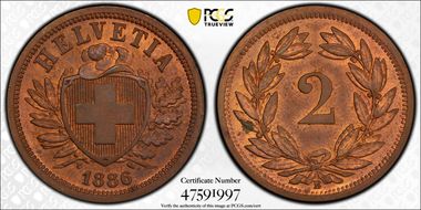 1886 B 2 Rap MS64RB