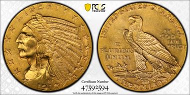 1910 $5 MS62