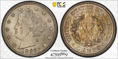 1883 5C With CENTS MS64