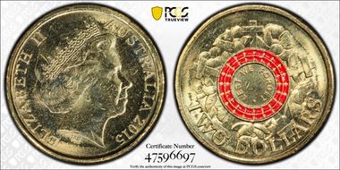 2015 $2 Lest We Forget Colorized MS64