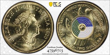 2020 $2 75th Ann End of WWII Colorized MS64