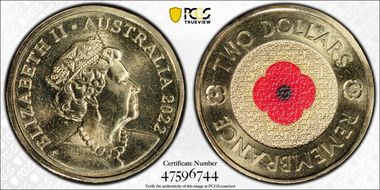 2022-C $2 Remembrance Day Colorized MS68