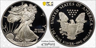 1987-S $1 Silver Eagle PR69DCAM