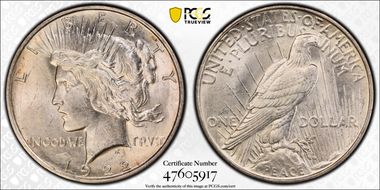1922-D $1 VAM 1M, Obv Die Cud MS63