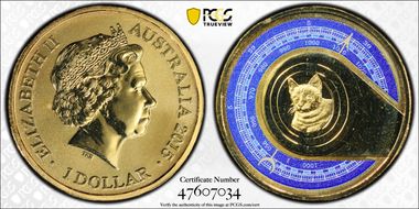 2015 $1 Feline Mascot MS68