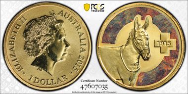2015 $1 Murphy the Donkey Colorized MS68