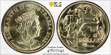 2022 $1 Eastern Blue Groper Privy CuAl ANDA Sydney Money Expo MS68
