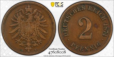 1874-B 2 Pfg XF45BN