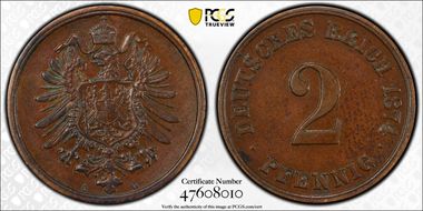 1874-G 2 Pfg AU55BN