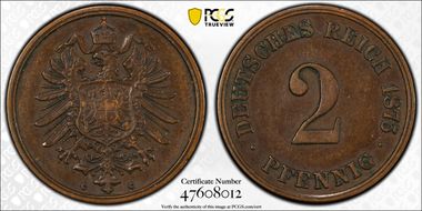 1875-C 2 Pfg AU50BN