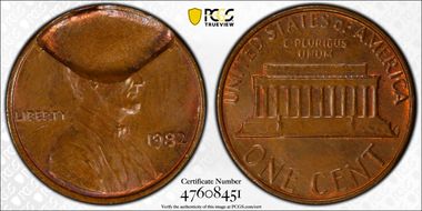 1982 1C Bronze, Large Date MS63BN