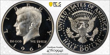 1964 50C Accented Hair PR67DCAM
