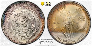 1992-Mo Onza Libertad Ag MS68