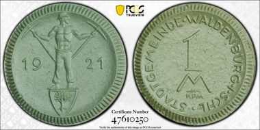 1921 Mark Scheuch-556f Waldenburg Light Green Porcelain MS64