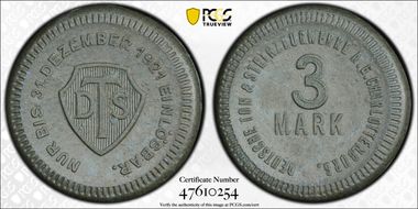 1921 3 Mk Scheuch-513f Charlottenburg Dark Green Porcelain MS64