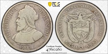 1905 50C KM-5  Ag VF20