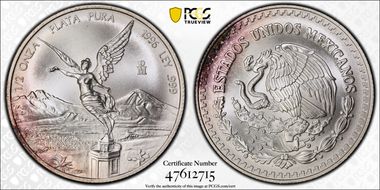 1996-Mo 1/2 oz Libertad Ag MS68