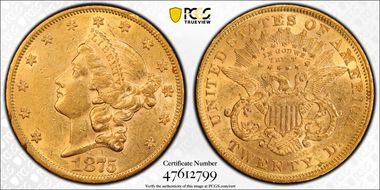 1875 $20 AU53