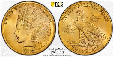 1914-D $10 AU58