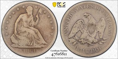 1861-O 50C CSA Obverse, W-11, FS-401 VG8