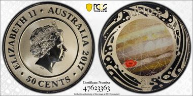 2017 50C Planetary Coins Jupiter Colorized MS69