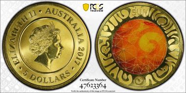 2017 $5 Planetary Coins Sun Colorized MS69