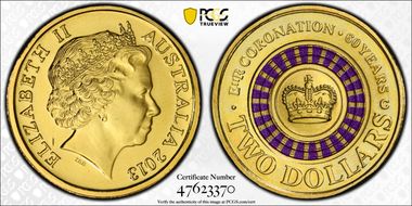 2013-C $2 Coronation Colorized MS67