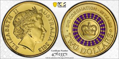 2013-C $2 Coronation Colorized MS67