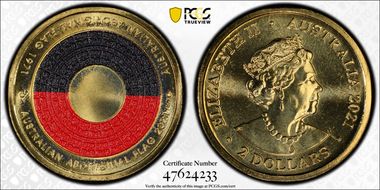 2021 $2 50th Ann Aboriginal Flag Colorized MS67