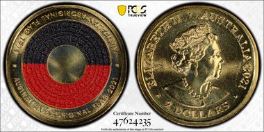 2021 $2 50th Ann Aboriginal Flag Colorized MS68