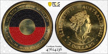 2021 $2 50th Ann Aboriginal Flag Colorized MS67