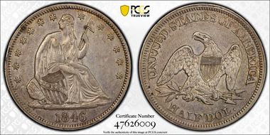 1846 50C WB-14 Tall Date Spiked 4 XF45