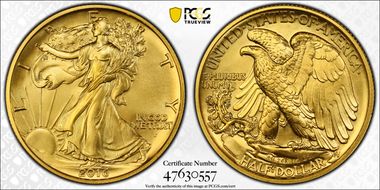 2016-W 50C 100th Anniversary Gold SP70