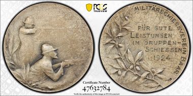 1924 Medal Baar R-1687a Matte Ag SP62
