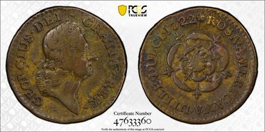 1722 1/2 P Rosa Americana, DEI GRATIA VF25