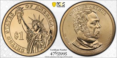 2012-P $1 Chester Arthur Position A MS67